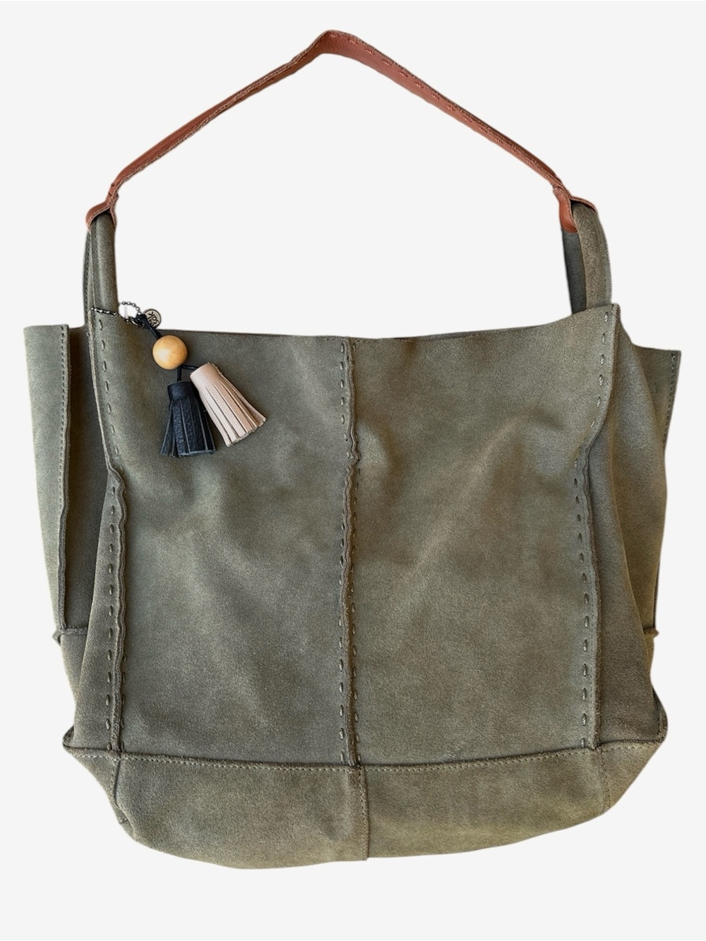 The Sak Los Feliz Moss Green Suede Leather Slouchie Hobo Bag - Picture 2 of 16